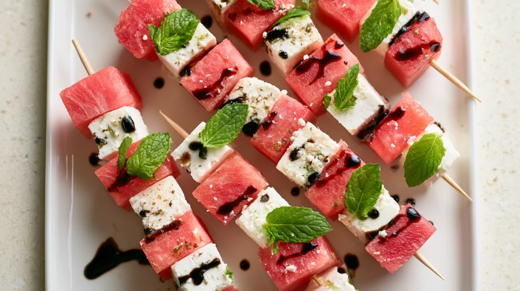 Watermelon Feta Skewers - Easy Summer Appetizer Recipe 7 Watermelon Feta Skewers