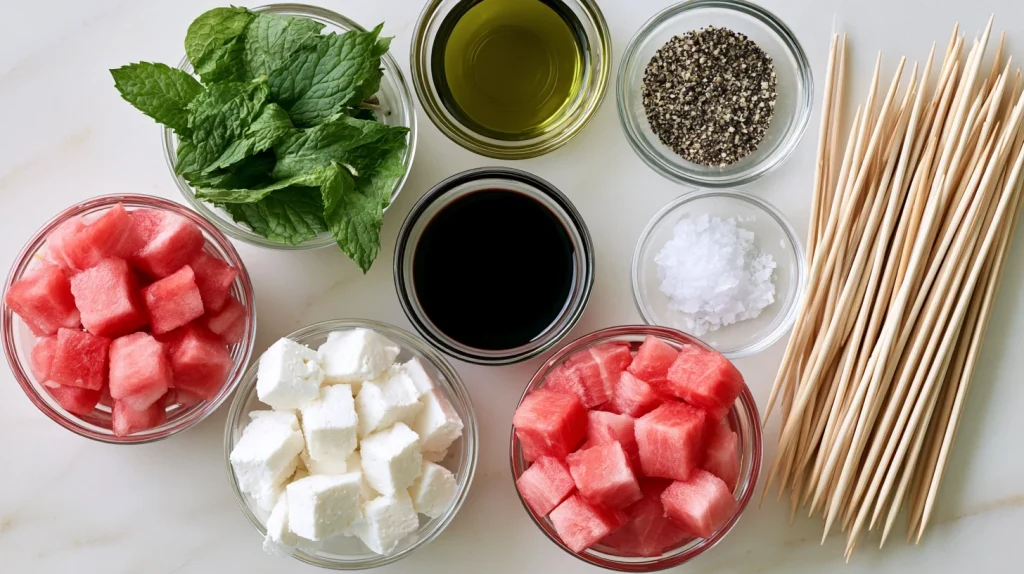Watermelon Feta Skewers - Easy Summer Appetizer Recipe 3 Watermelon Feta Skewers