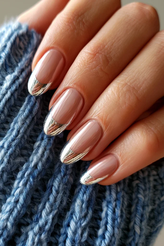10 French Tip Chrome Nails Ideas 5 Almond Chrome French Tips