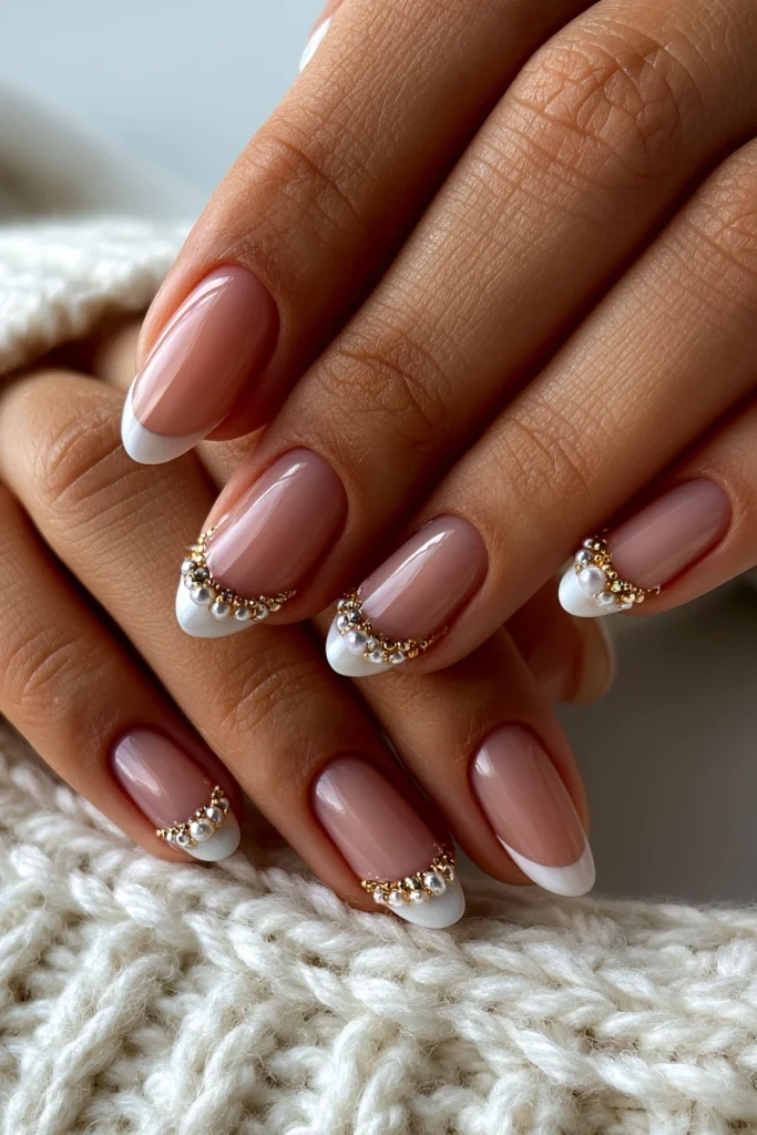 8 Pearl French Tip Nails Ideas 3 Almond Pearl French Nails