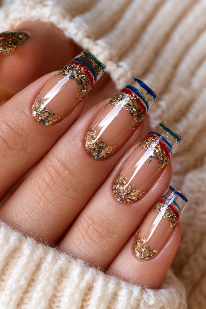 9 Glitter French Tip Nails Ideas 7 Back to School Glitter French Nails
