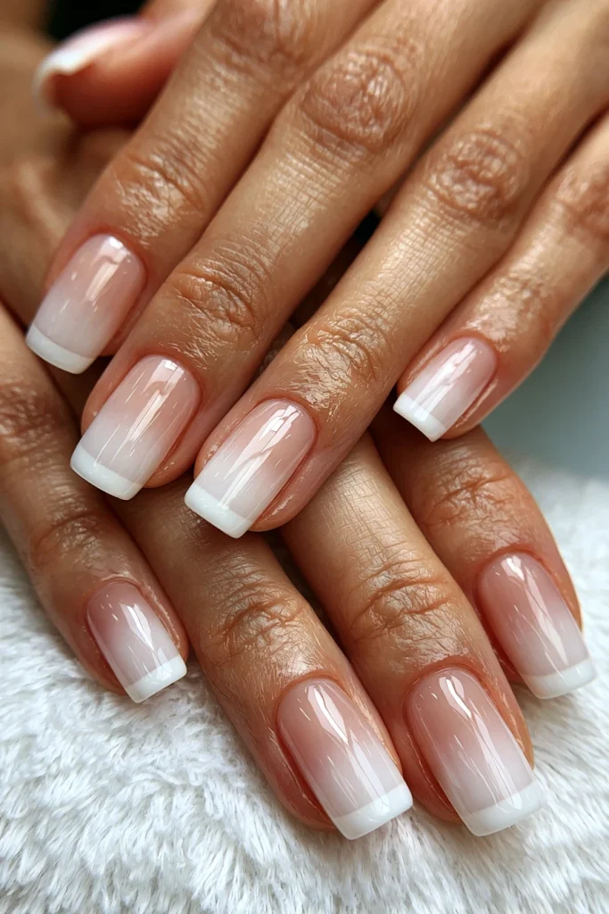 9 Short French Tip Acrylic Nails Ideas 3 Beige Ombre French Acrylic Nails