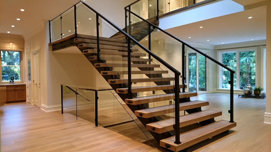 8 Modern Glass Railing Stairs Ideas 5 Black Metal and Glass Stair Rail