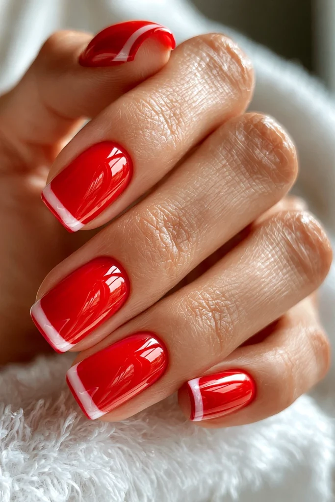 9 Bright Red Nails Ideas 4 Bright Red French Tips