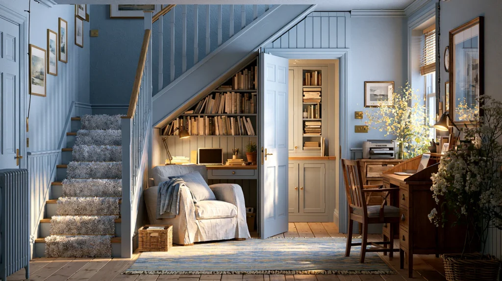 10 Gorgeous Hidden Office in Living Room Ideas 6 Build a Hidden Office Under the Stairs