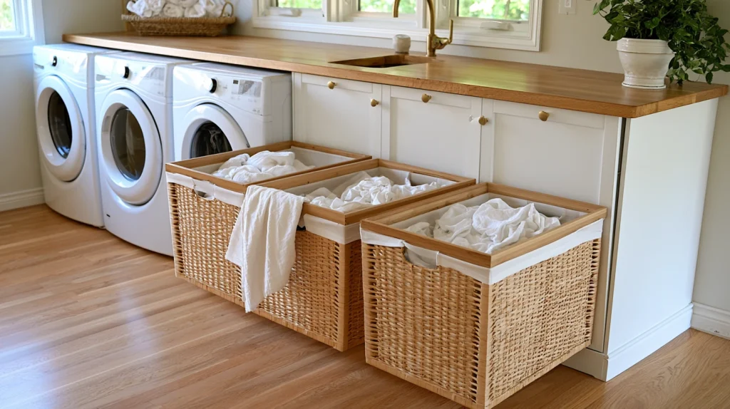 10 Gorgeous Basement Laundry Room Ideas 8 Build a Laundry Sorting Station