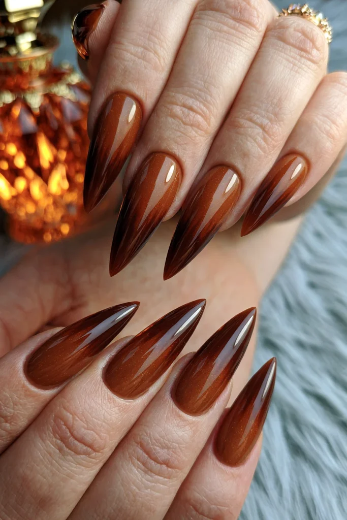 8 Brown Stiletto Nails Ideas 4 Caramel Brown Ombre Stiletto Nails