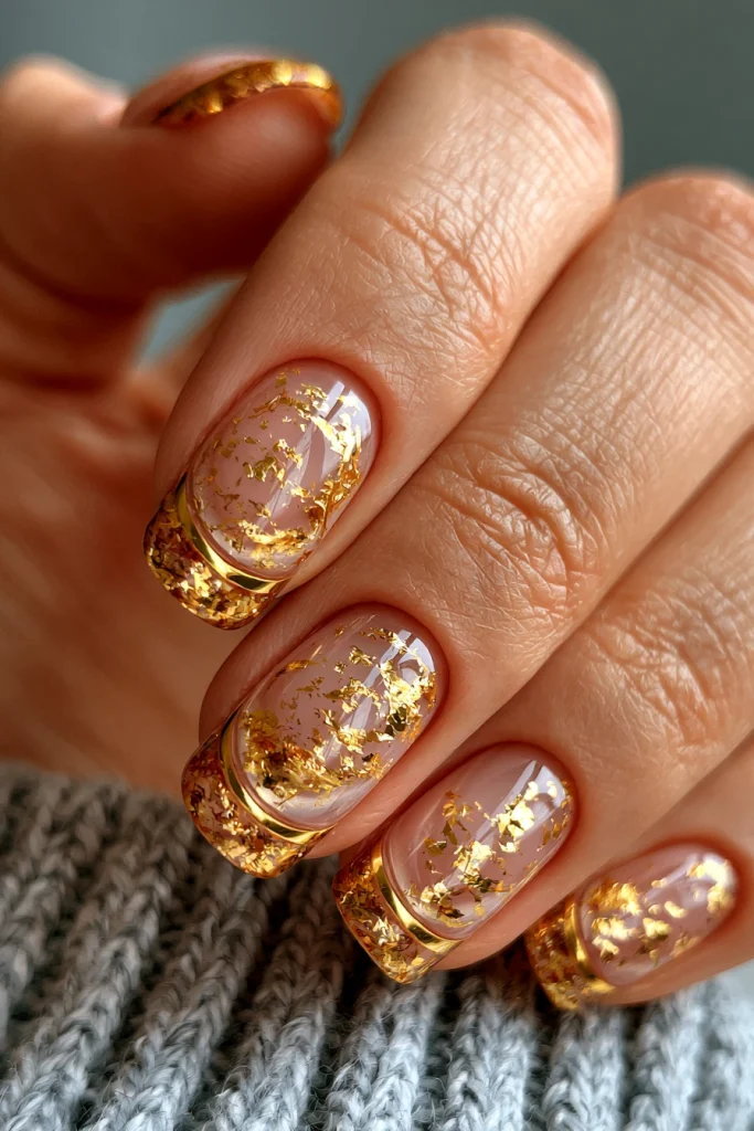 11 Cat Eye French Tip Nails Ideas 10 Cat Eye French Tips with Gold Foil