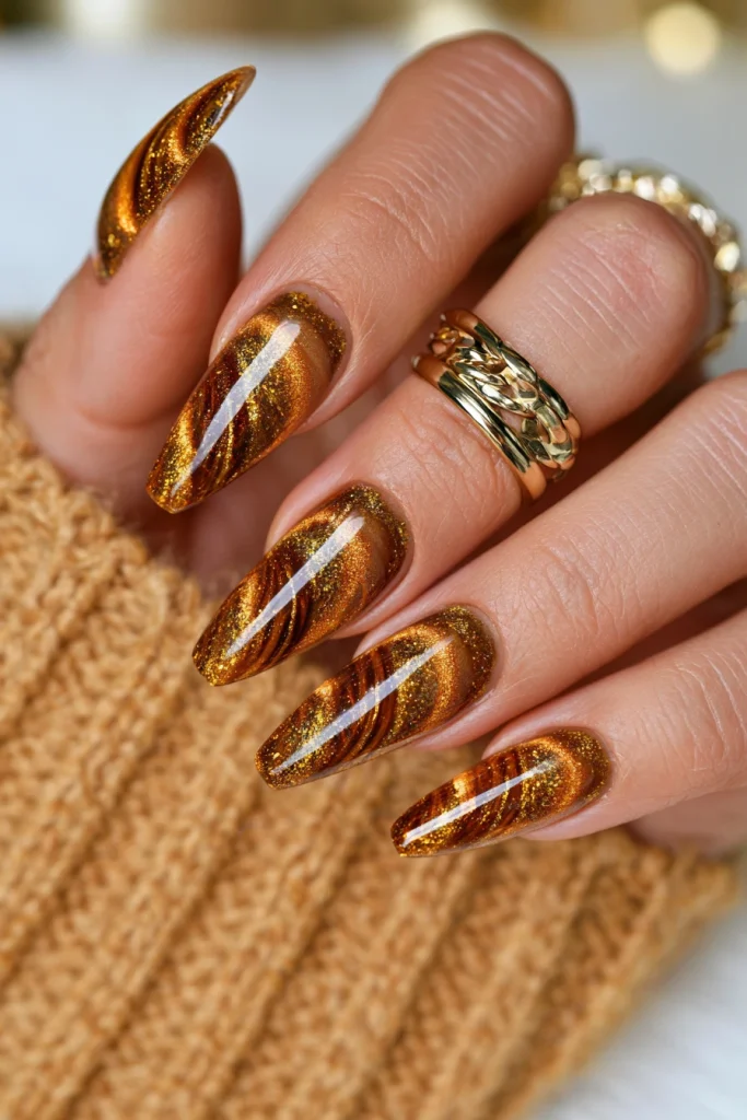 8 Gold French Tip Nails Ideas 7 Cat Eye Gold French Nails