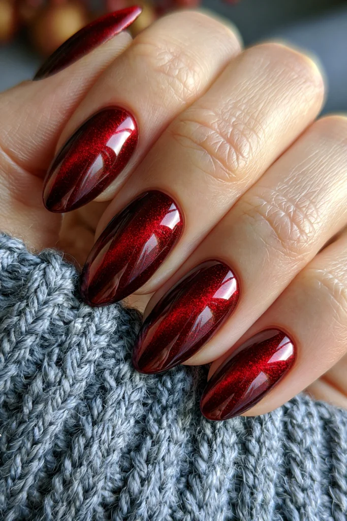 9 Red Aura Nails Ideas 7 Cat Eye Red Aura Nails