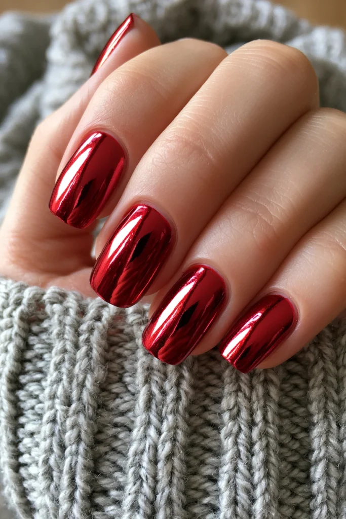 8 Red Wine Nails Ideas 6 Cherry Red Chrome Accent Nails