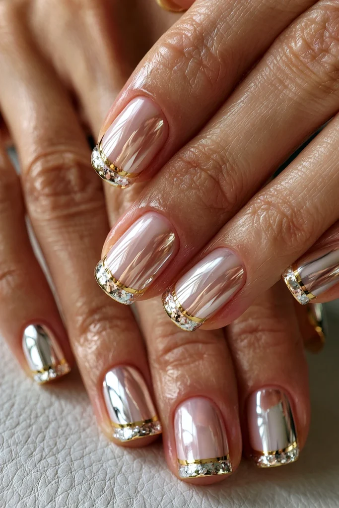 8 Colored French Tip Nails Ideas 7 Chrome Colored French Tips