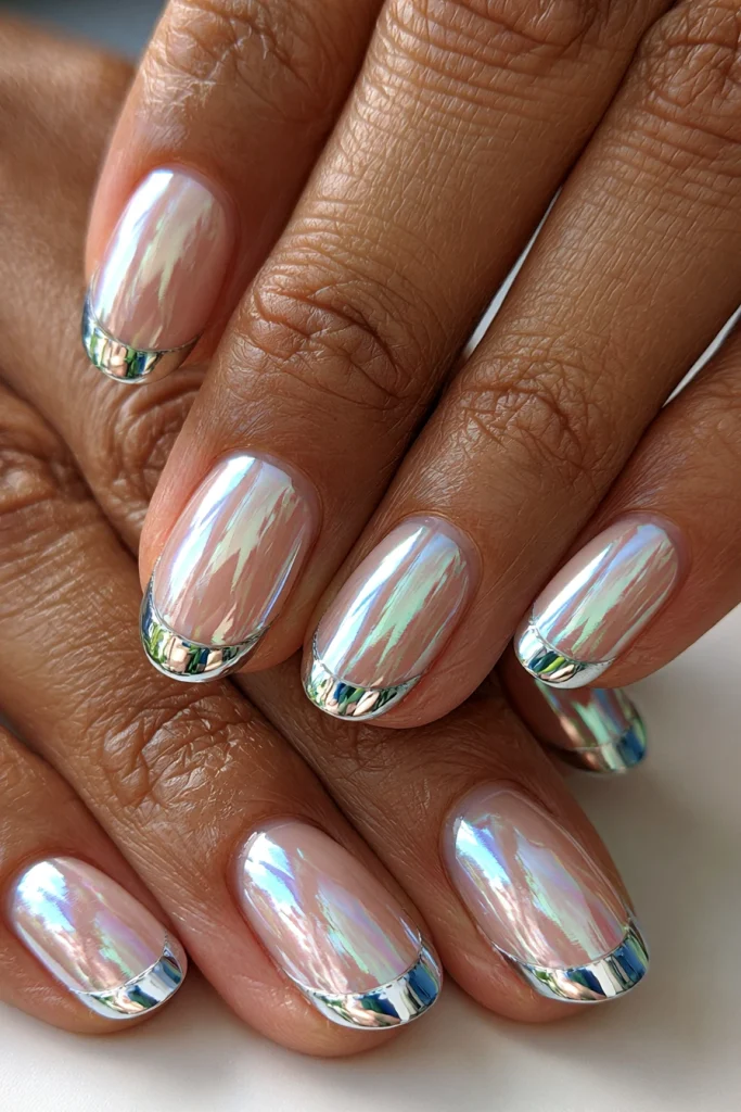 11 Cute French Tip Nails Ideas 11 Chrome French Tip Nails 1