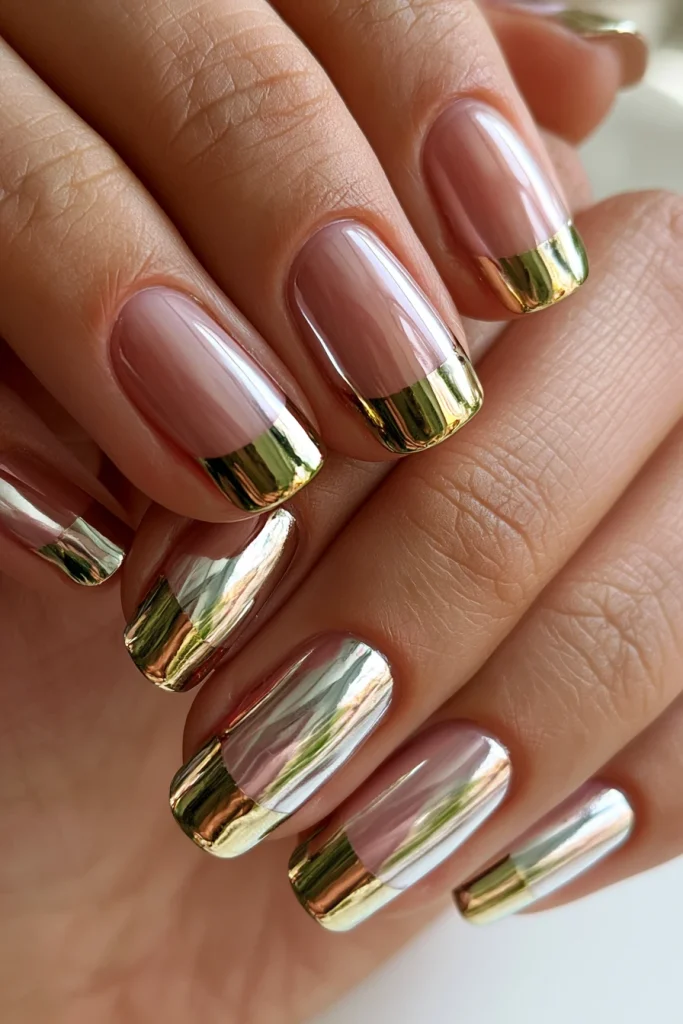 11 French Tip Nails Ideas 5 Chrome French Tip Nails