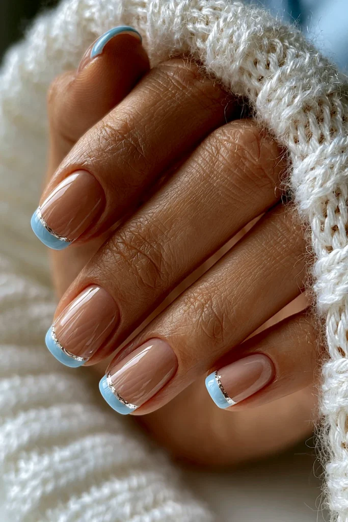 10 Light Blue French Tip Nails Ideas 2 Classic Baby Blue French Tips 1