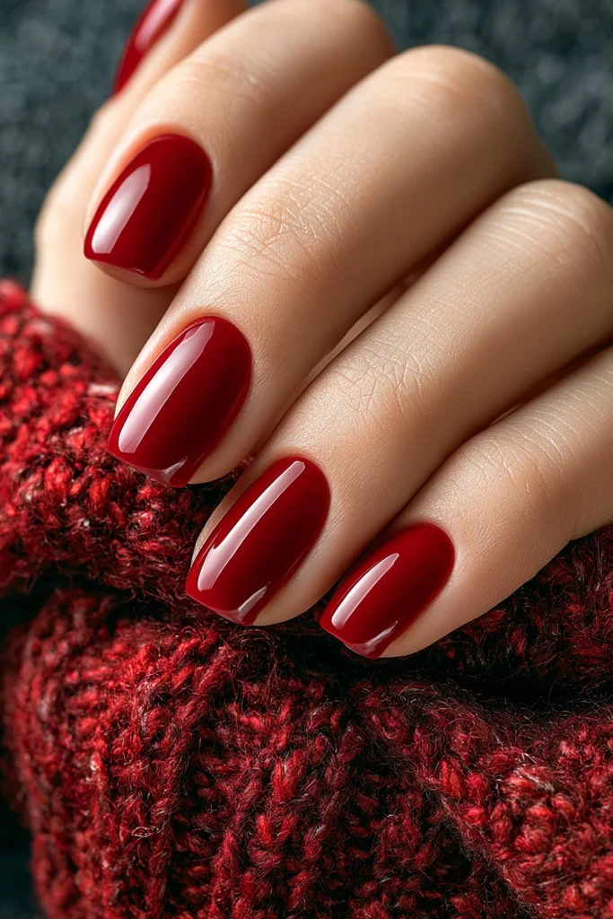 10 Deep Red Nails Ideas 2 Classic Glossy Deep Red Nails