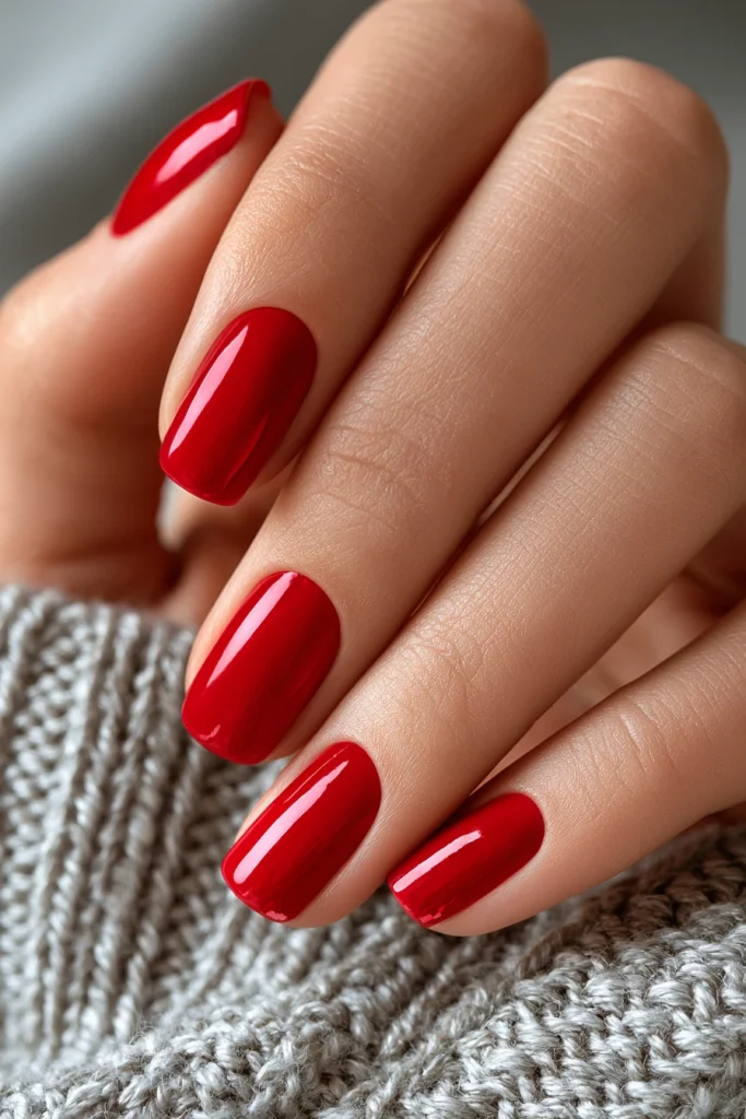 10 Ferrari Red Nails Ideas 2 Classic Glossy Ferrari Red Nails