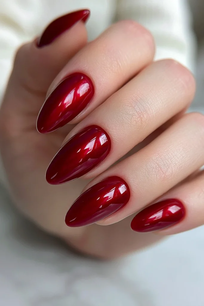 9 Red Glass Nails Ideas 2 Classic Glossy Red Glass Nails