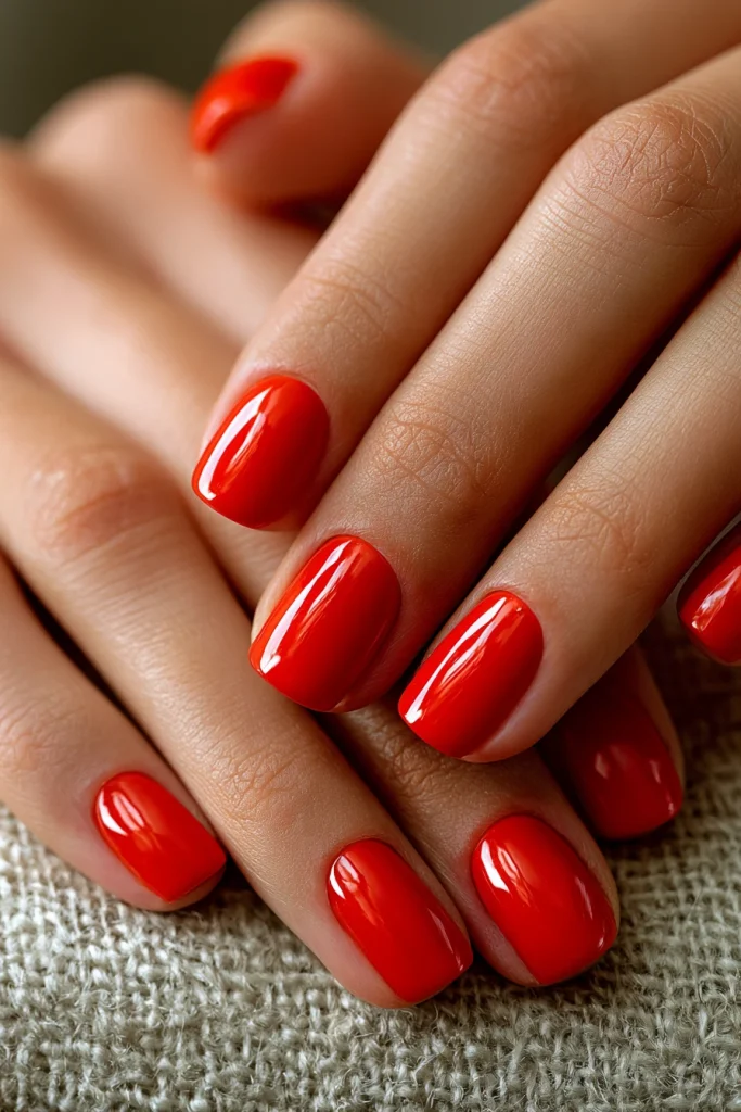 13 Red Nails Inspo Ideas 2 Classic Glossy Red Nails