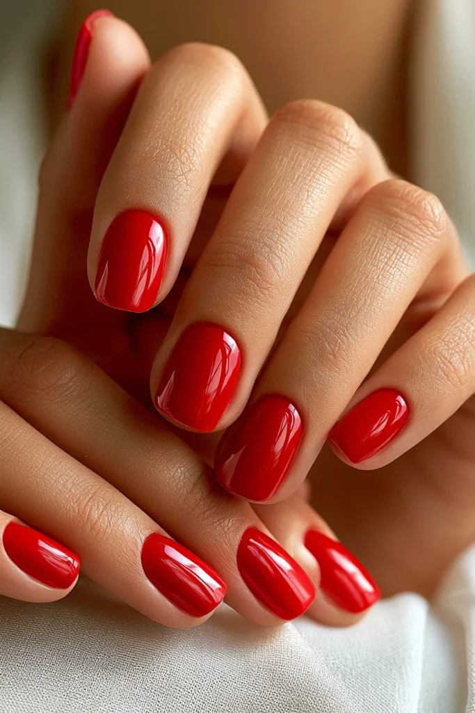 8 Short Red Nails Ideas 2 Classic Glossy Short Red Nails