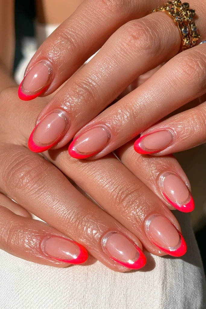 11 Neon French Tip Nails Ideas 2 Classic Neon Pink French Tips