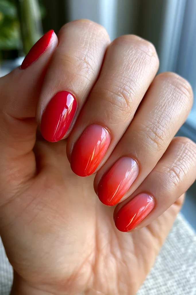 9 Modern Red Ombre Nails Ideas 2 Classic Red to Nude Ombre Nails