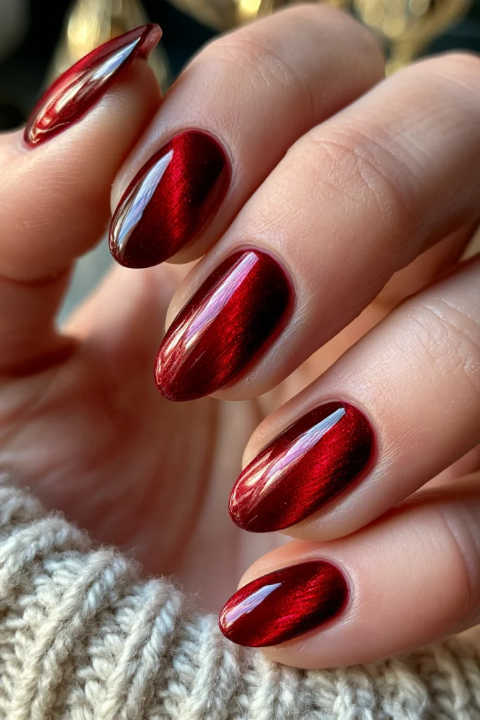 10 Red Cat Eye Nails Ideas 2 Classic Ruby Red Cat Eye Nails