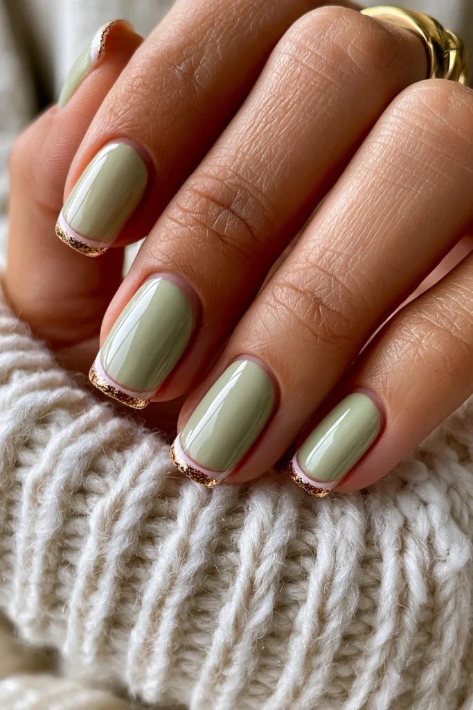10 Green French Tip Nails Ideas 2 Classic Sage Green French Tips