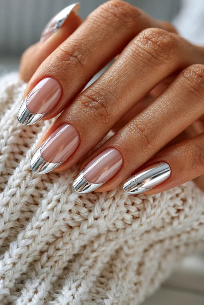 11 Cat Eye French Tip Nails Ideas 2 Classic Silver Cat Eye French Tips