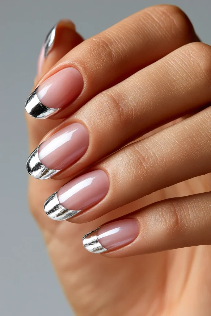 10 French Tip Chrome Nails Ideas 2 Classic Silver Chrome French Tips