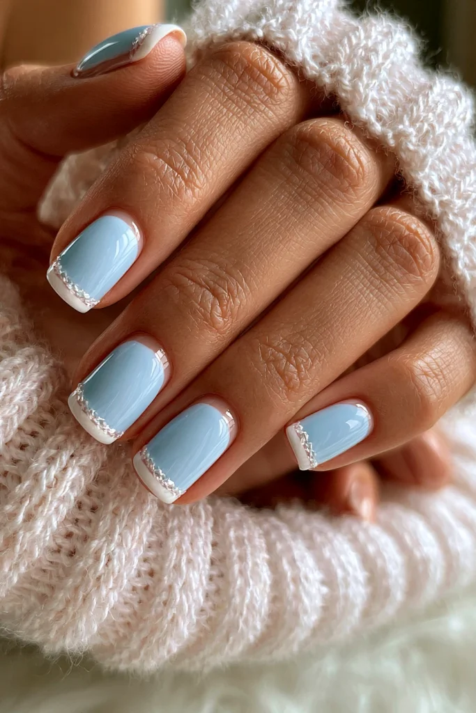 10 Blue French Tip Nails Ideas 2 Classic Sky Blue French Tips