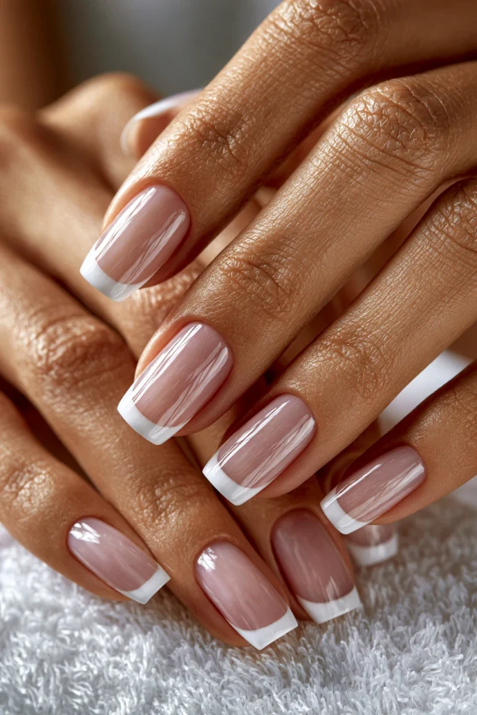 13 Coffin French Tip Nails Ideas 2 Classic White Coffin French Tips