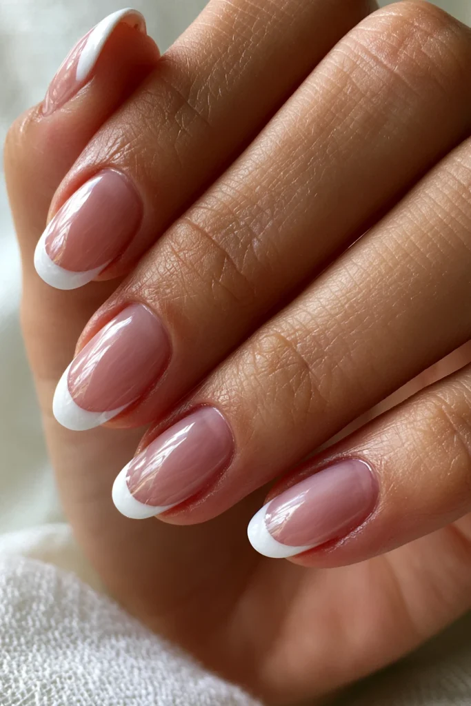 9 Oval French Tip Nails Ideas 2 Classic White Oval French Tips