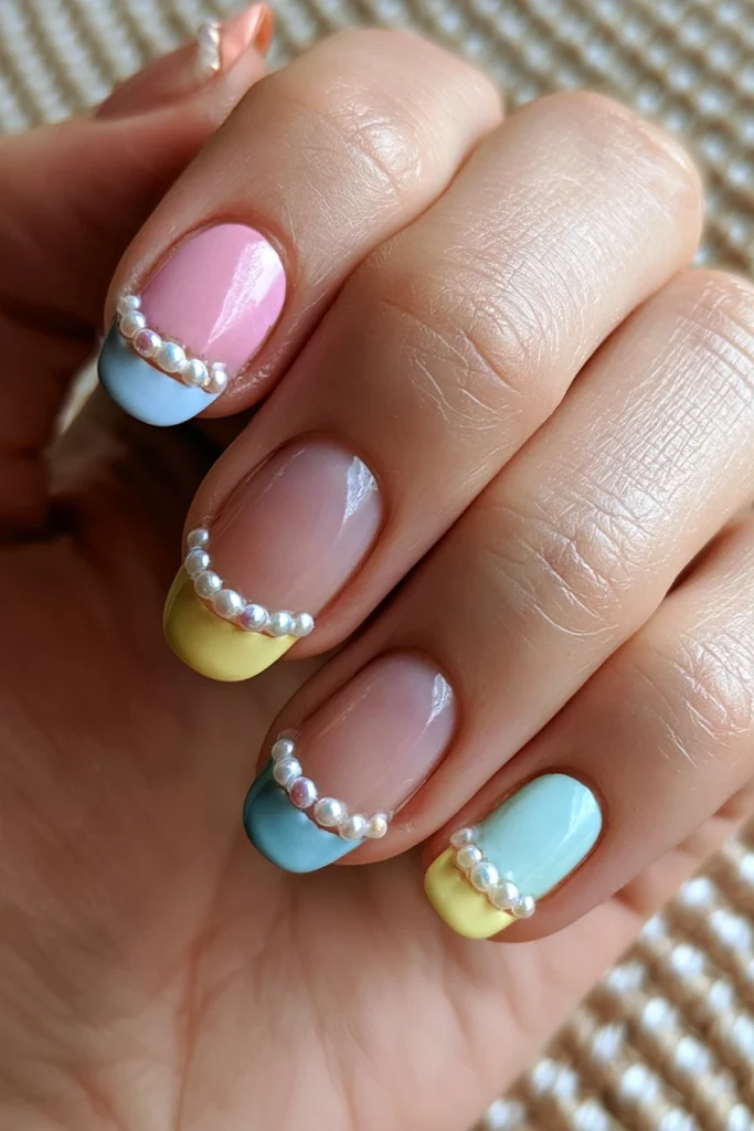 8 Pearl French Tip Nails Ideas 7 Colorful Pearl French Tips