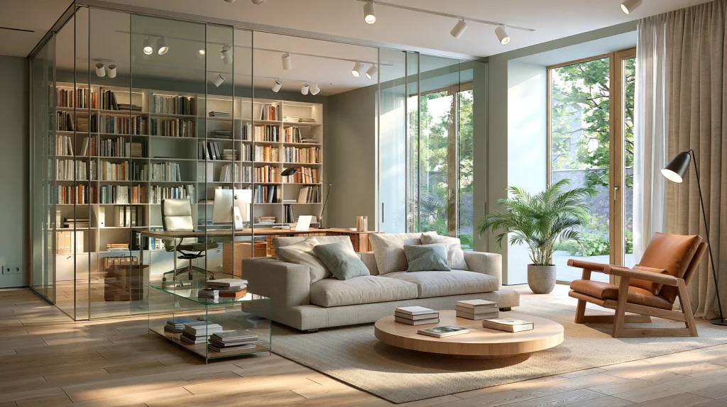 10 Gorgeous Hidden Office in Living Room Ideas 8 Conceal the Office Behind Sliding Panels