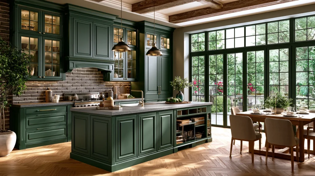 9 Famous Kitchen Cabinet Color Ideas 5 Dark Green Cabinets with Gray Countertops