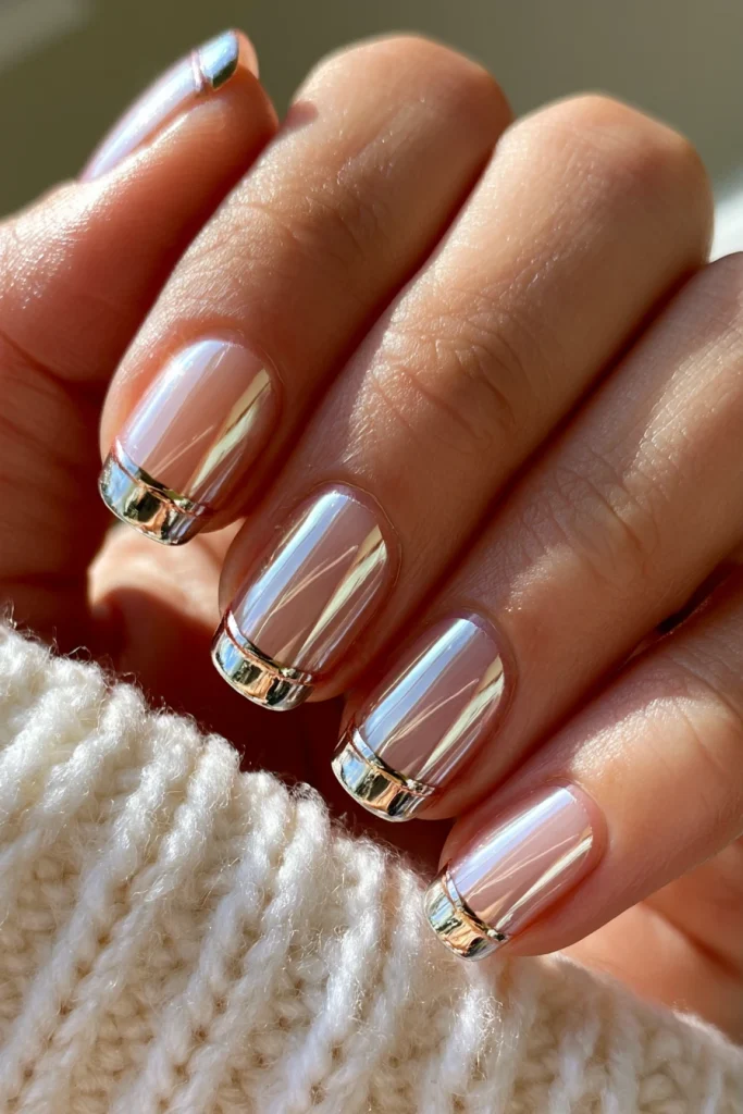 10 French Tip Chrome Nails Ideas 9 Double Chrome French Tips