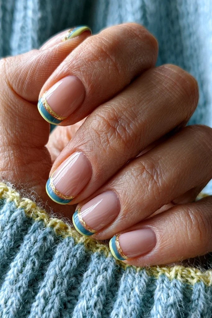 8 Colored French Tip Nails Ideas 6 Double Colored French Tips