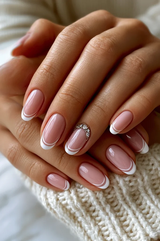 9 Oval French Tip Nails Ideas 6 Double French Tip Oval Nails