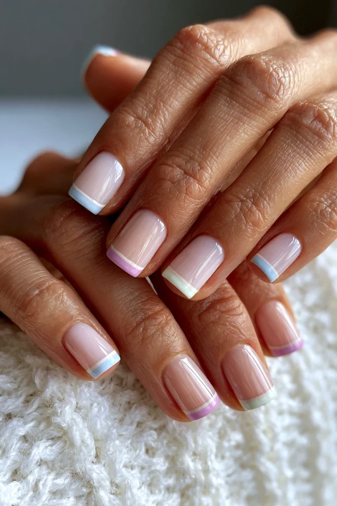 8 Short Square French Tip Nails Ideas 7 Double French Tip Square Nails