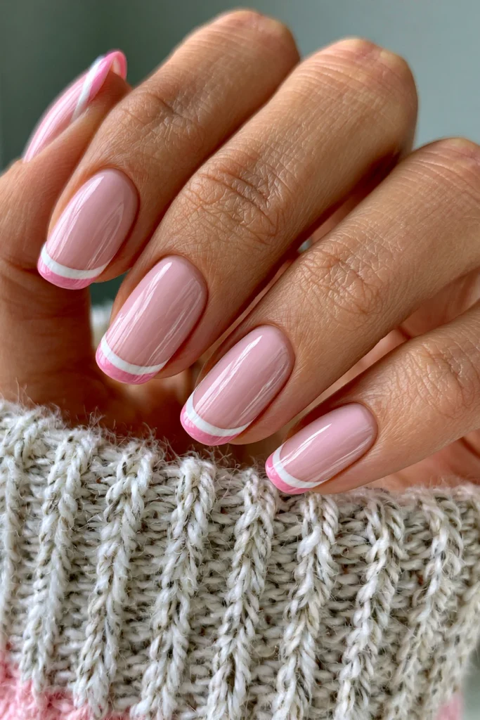 8 Famous Pink French Tip Nails Ideas 4 Double Pink French Tips