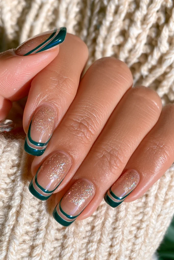 9 Teal French Tip Nails Ideas 5 Double Teal French Tips