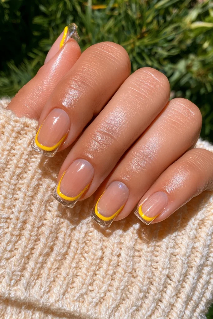 12 Yellow French Tip Nails Ideas 4 Double Yellow French Tips