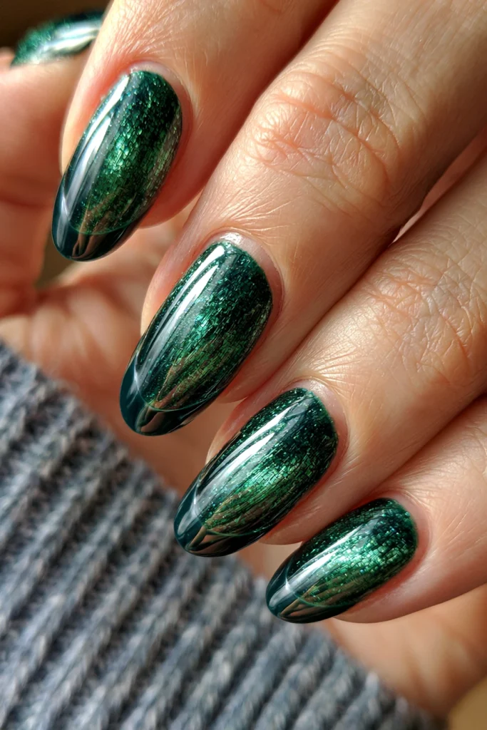11 Cat Eye French Tip Nails Ideas 7 Emerald Cat Eye French Tips