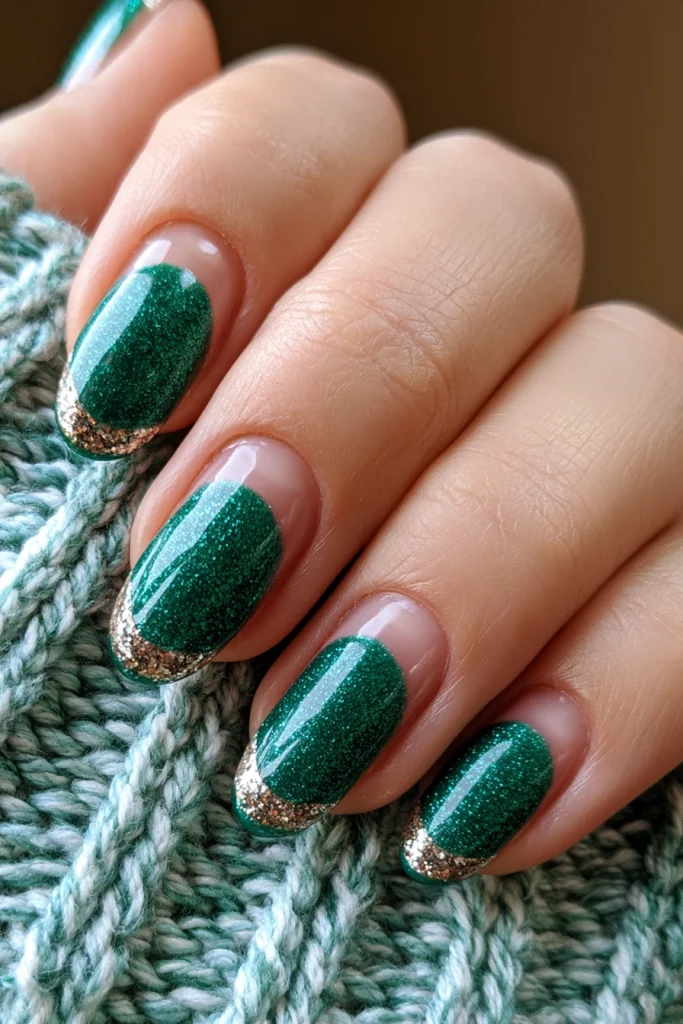 10 Green French Tip Nails Ideas 3 Emerald Green Almond French Tips
