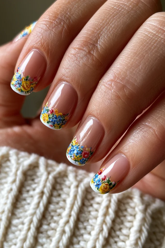 11 French Tip Nails Ideas 9 Floral French Tip Nails