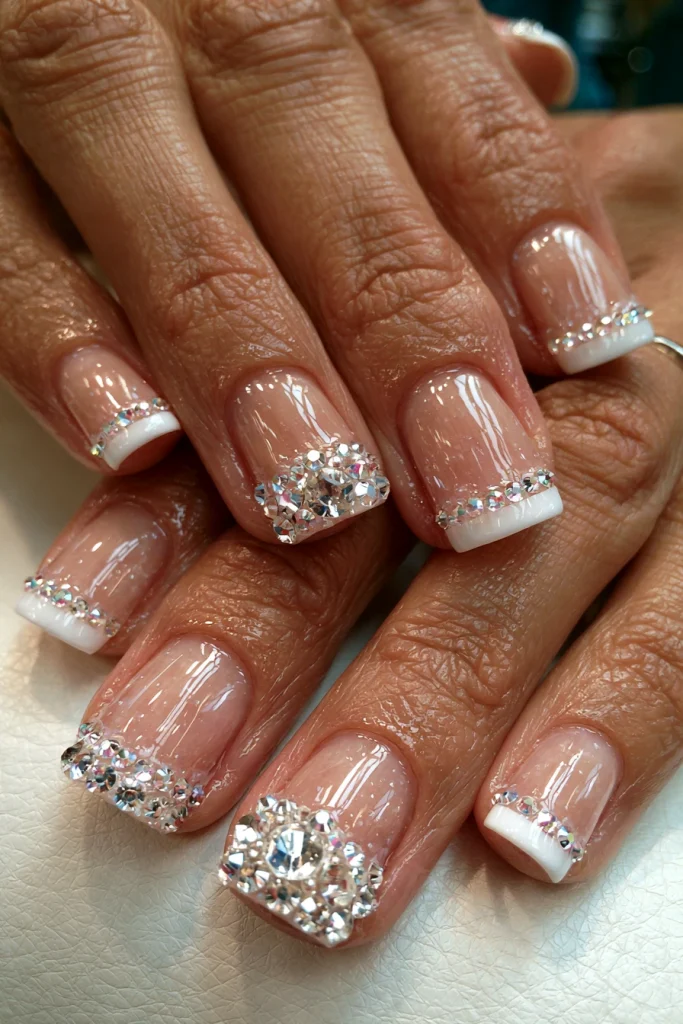 10 Modern French Tip Acrylic Nails Ideas 10 French Tip Acrylic Nails with Rhinestones
