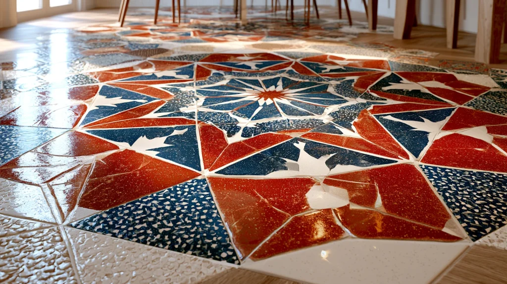 7 Exclusive Washroom Tiles Design Ideas 3 Geometric Pattern Floor Tiles