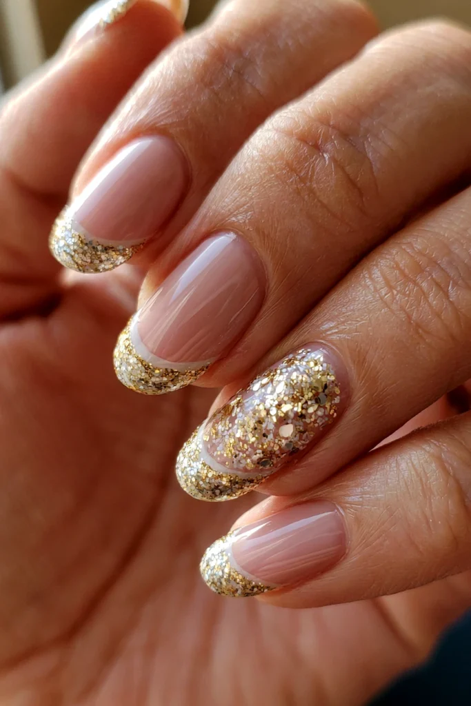 8 Short Square French Tip Nails Ideas 8 Glitter Accent French Tips