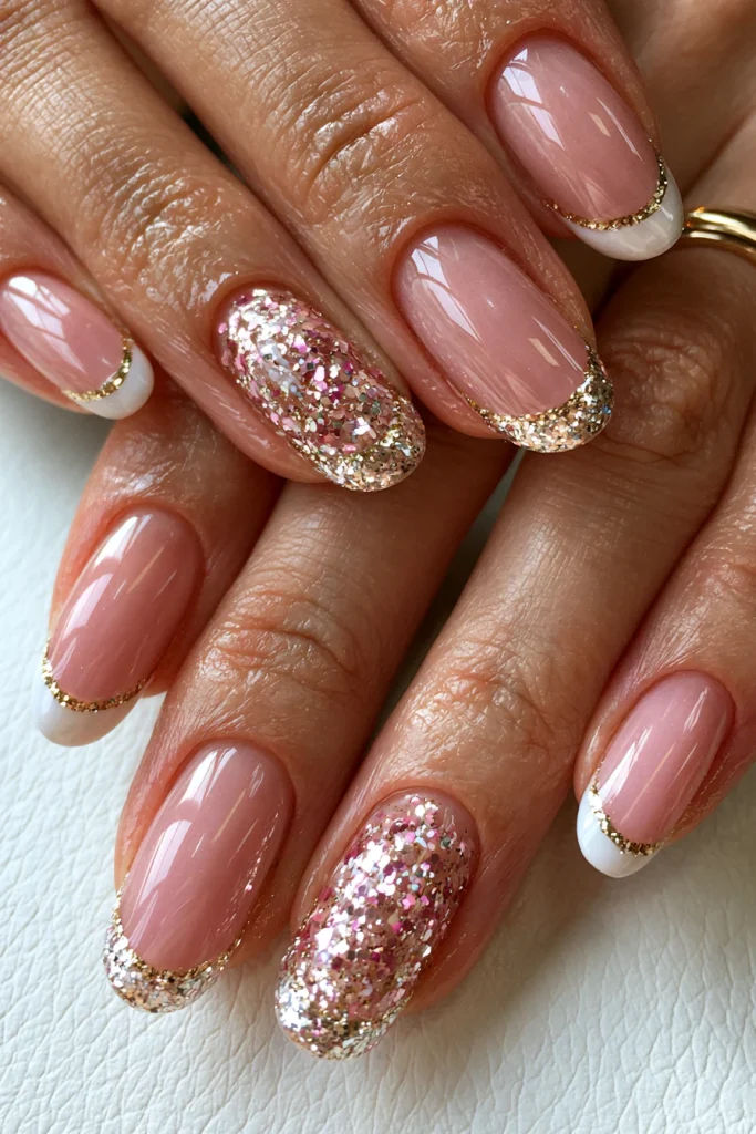 8 Famous Pink French Tip Nails Ideas 7 Glitter Pink French Tips